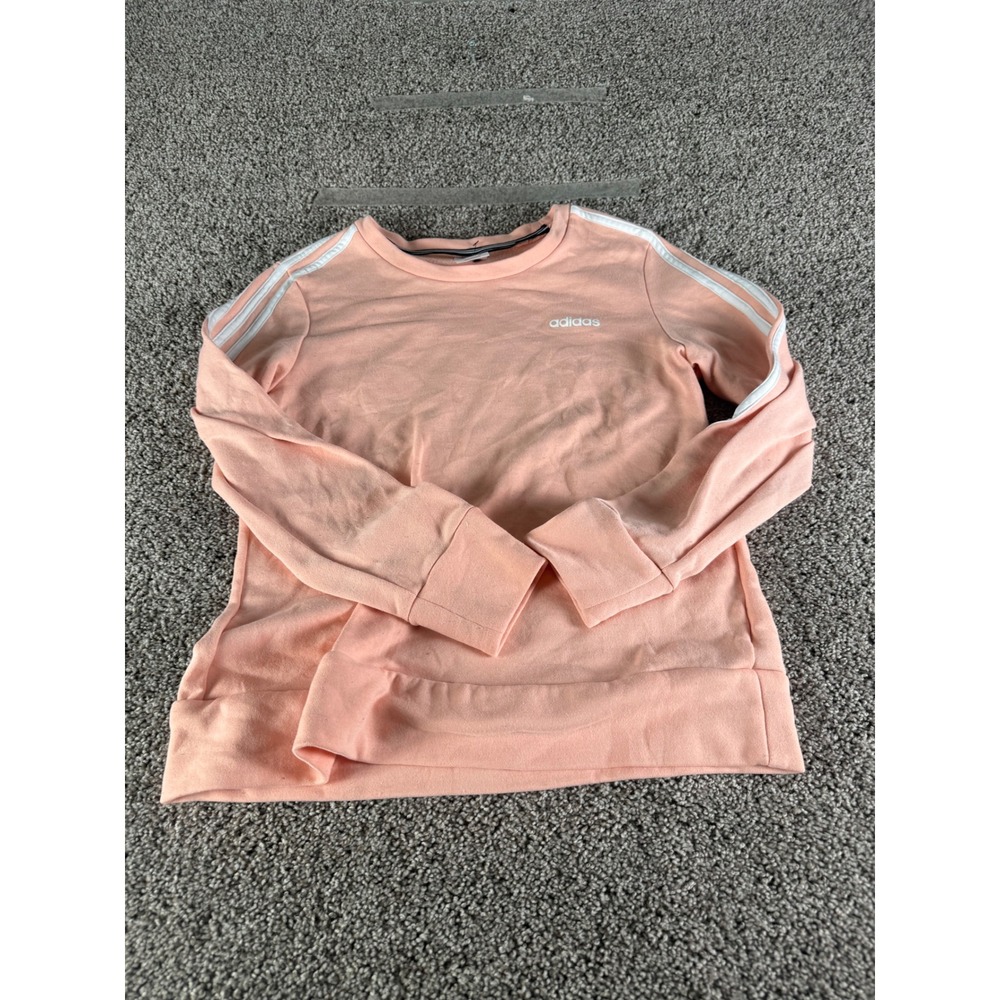 Adidas Essentials 3-Stripes Sweatshirt Peach Pink Crewneck Womens Medium